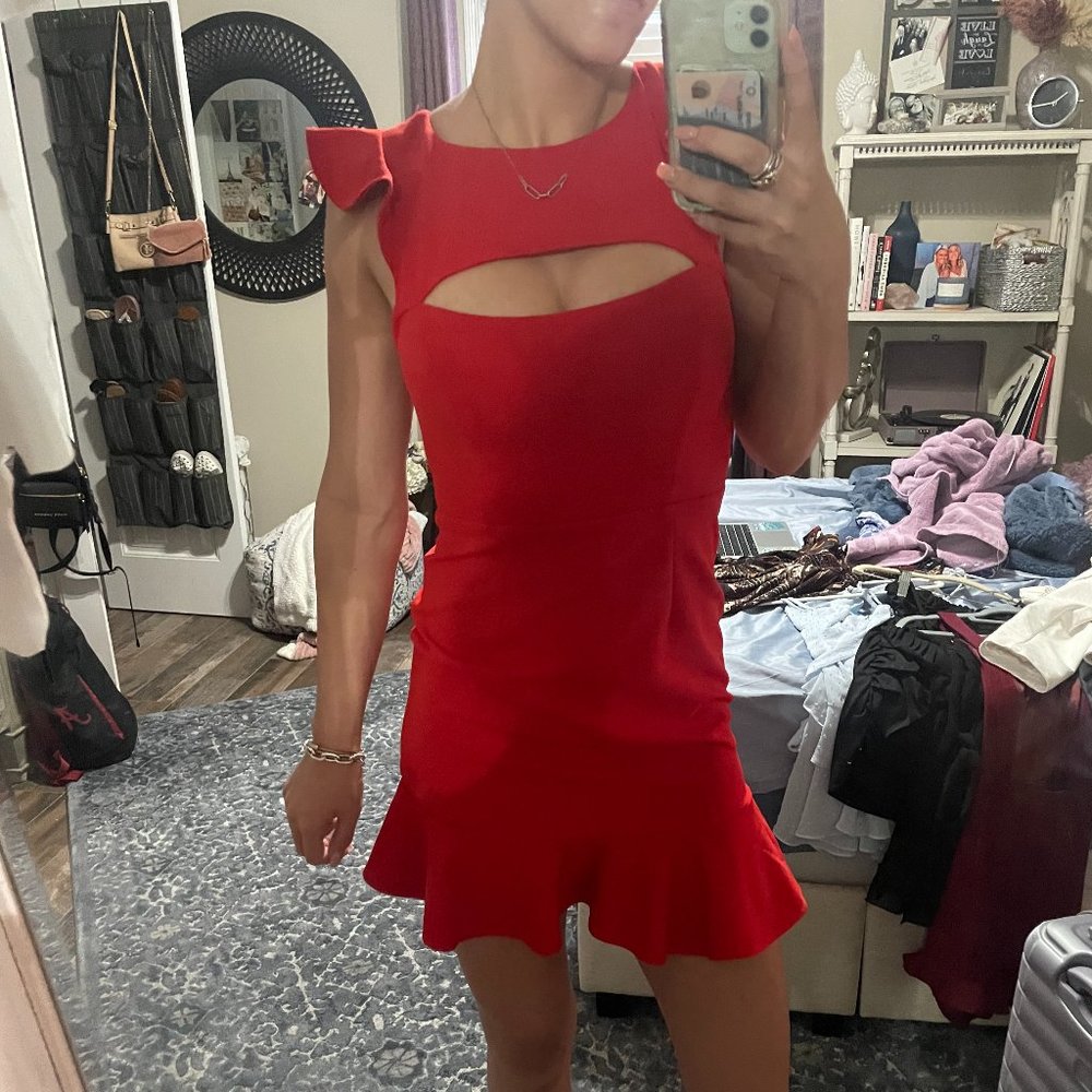 Size Medium Red Mini dress with chest slit